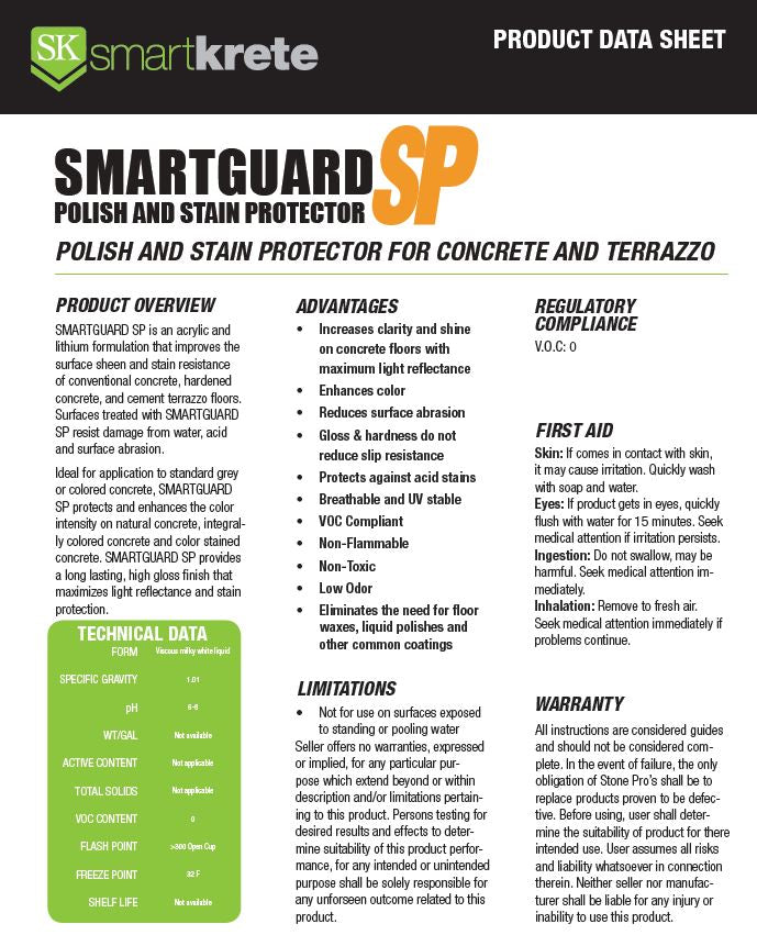 Smartguard SP Polish & Stain Proctector Product Data Sheet