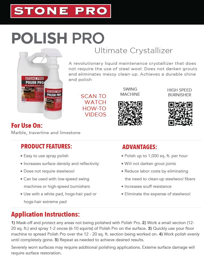 Stone Pro Polish Pro Application Instructions
