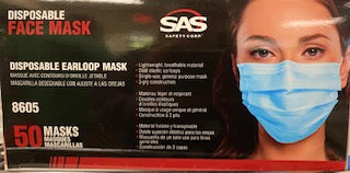 SAS8605 Blue Disposable Earloop Mask * Alan Janitorial Distributors Inc.
