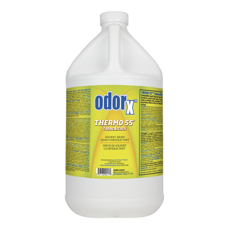 OdorX Thermo 55 TabacAttack Solvent Based Odor Counteractant gallon | sold by Alan Janitorial Distributors Inc.